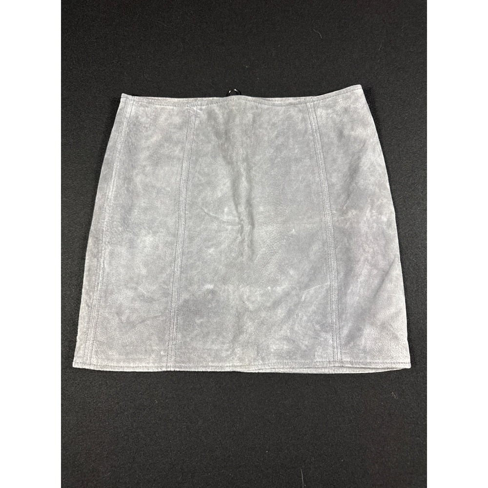 BLANKNYC Grey Suede Mini Skirt Size 27 Exposed Back Zipper A-Line Skirt